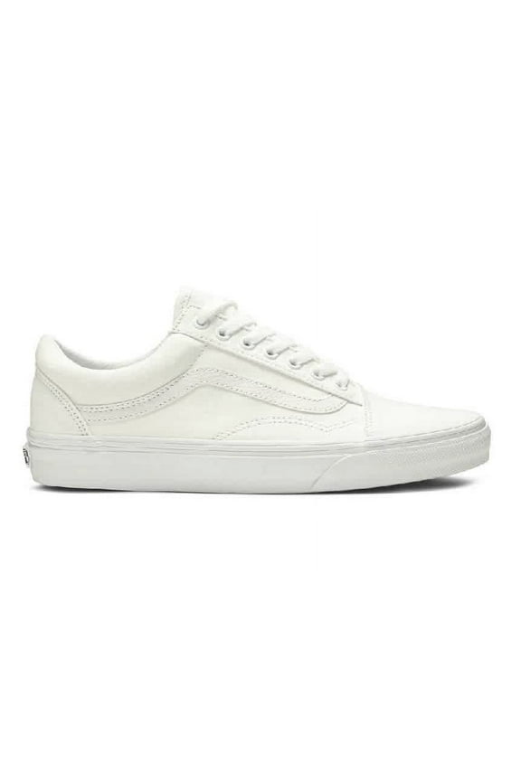 Old Skool VN000D3HW00 Skateboard Shoes Men's White Canvas Sidestripe NR7854 (White,5)