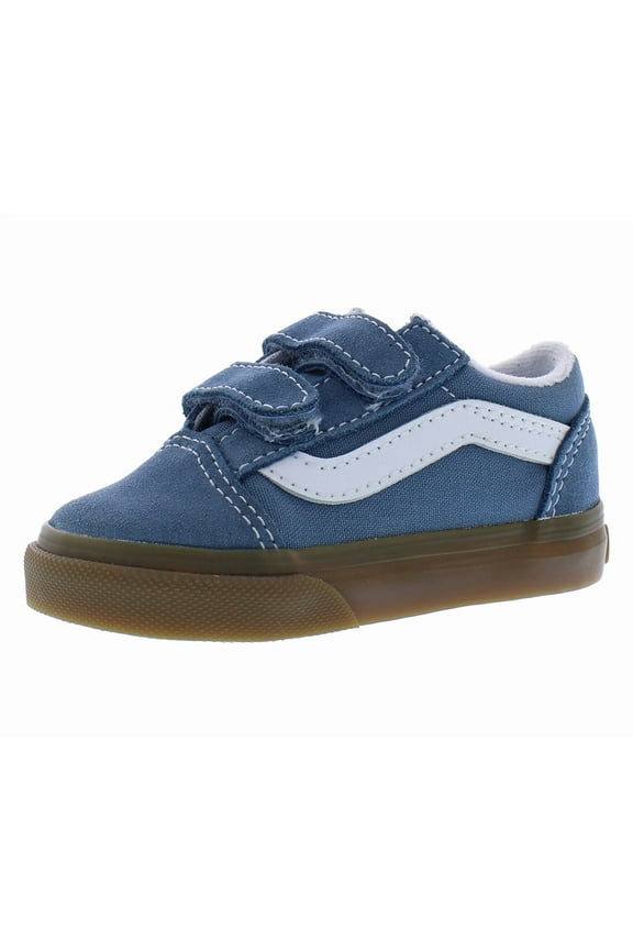 Old Skool Velcro Suede Infant/Toddler Shoes Size 8, Color: Gum Blue/True White