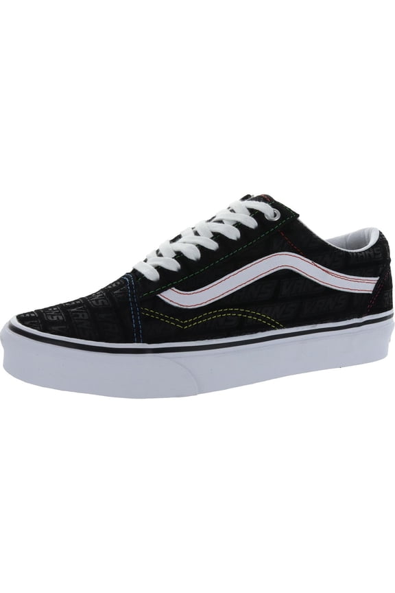 Old Skool Women's Suede Embossed Print Low Top Sneakers Black Size 10