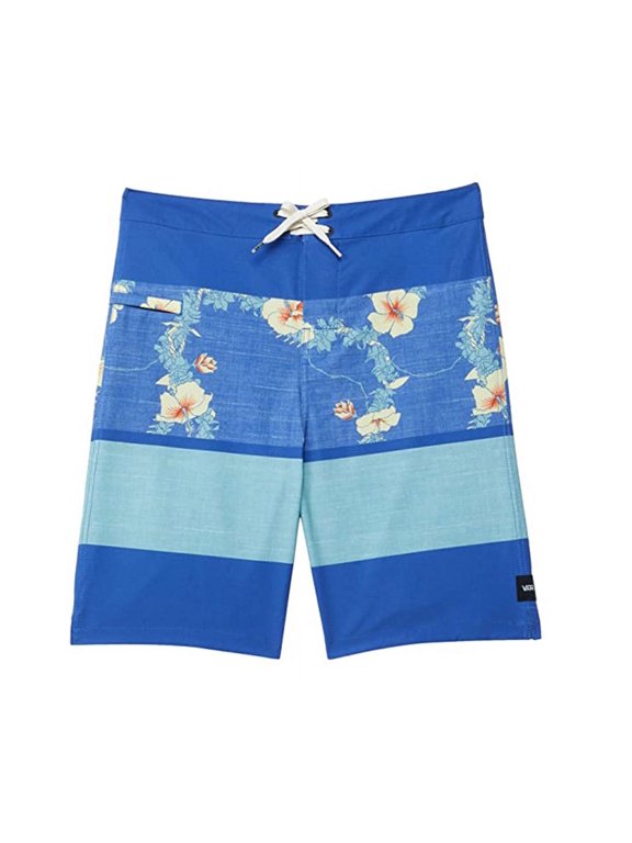 Print Stripe Boardshort Boys Active Shorts Size 24, Color: Blue/Floral