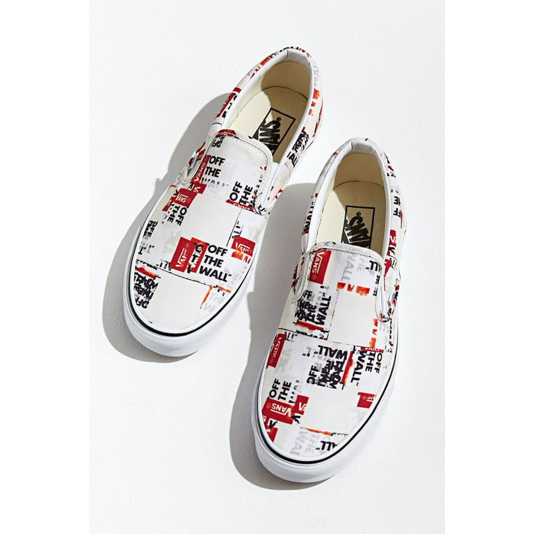 Vans Slip On Skate Shoes Packing Tape Blanc De Blanc Red