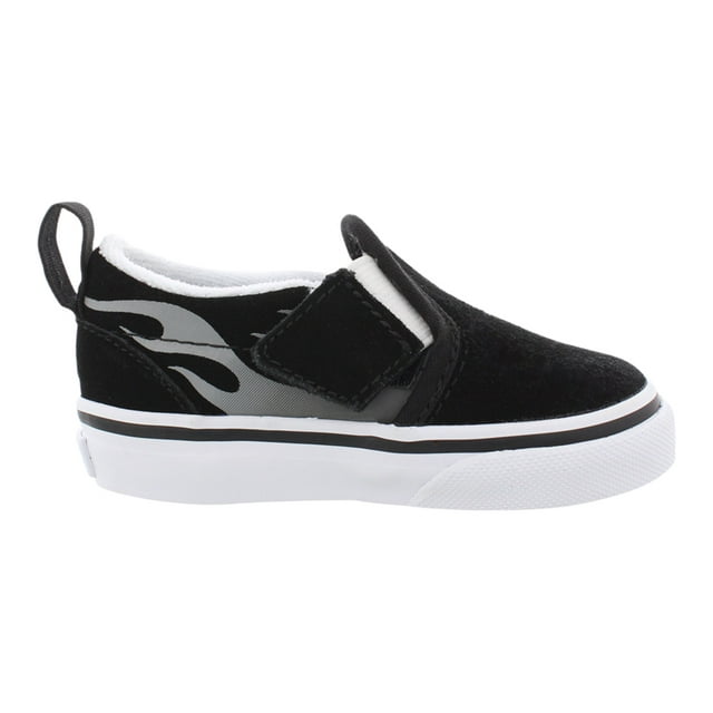 Vans Slip-On V Boys/Toddler shoe size 4.5 M Toddler   Athletics VN0A3488WKJ ((Suede Flame) Black/True White)