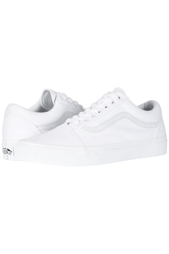 Unisex Classic Old Skool Canvas Shoes - True White - Size 7.5 Women/ 6 Men