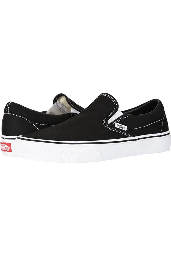 Unisex Classic Slip on Canvas Shoes - Black /White - 9 Women/7.5 Men