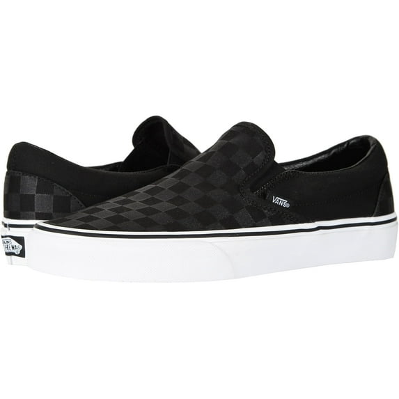 Vans Unisex Classic Slip on Canvas Shoes - Checkerboard Black/Black - 10 Women/8.5 Men
