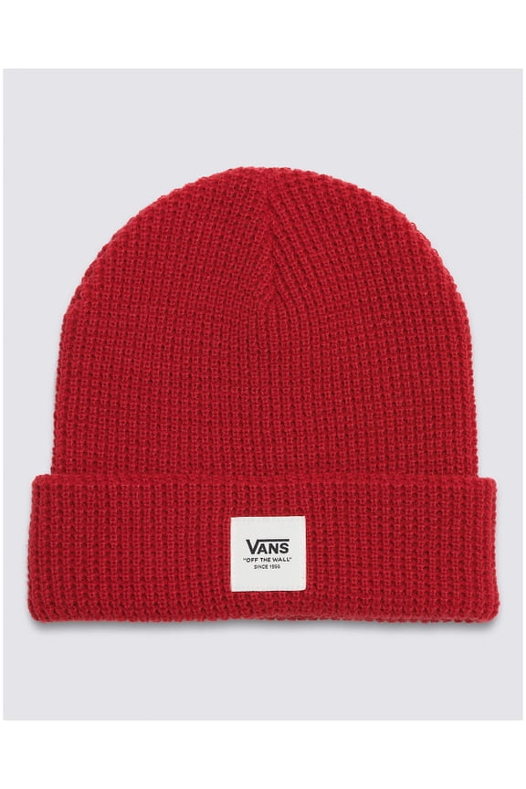 Waffle Cuff Beanie, Red, One Size