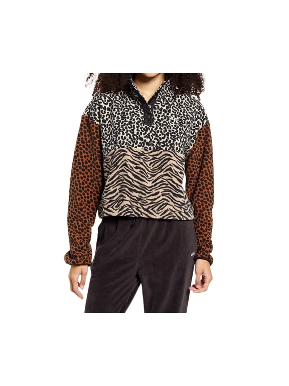 Wild Patchwork Mock Womens Jackets Size L, Color: Brown/Black