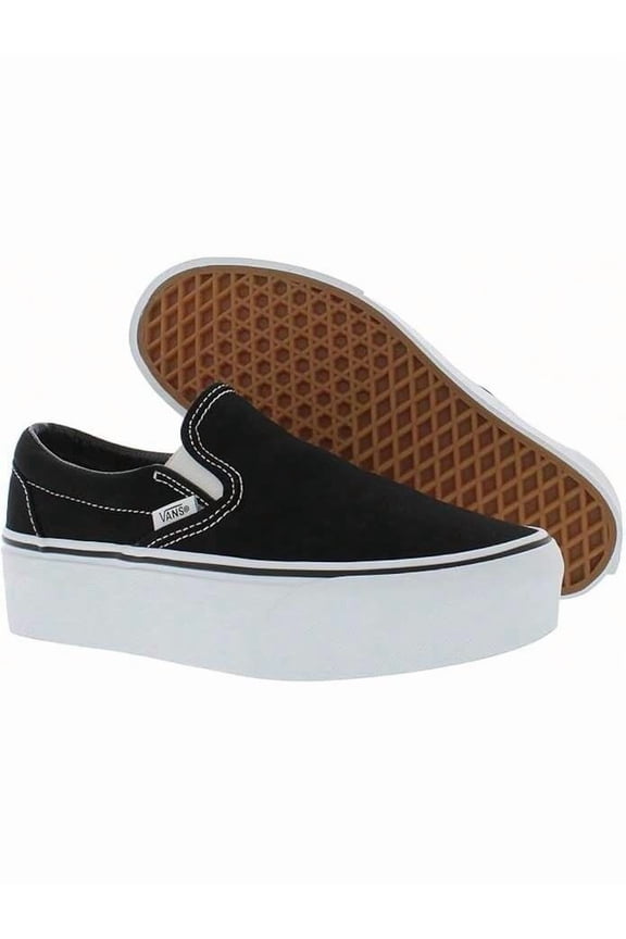 Women's Classic Slip-On Stackform Shoes, Canvas Black/True White SIZE W6/M4.5