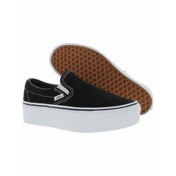 Vans Women's Classic Slip-On Stackform Shoes, Canvas Black/True White SIZE W8.5/M7