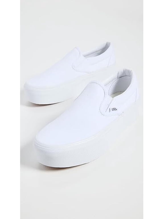 Women's Classic Slip-On Stackform Sneakers, Canvas True White SIZE 7