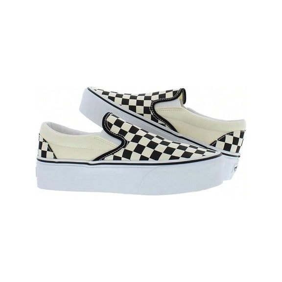 Vans Women's UA Classic Slip-On Stackform Sneakers, CheckerboardBlack/White SIZE 6.5
