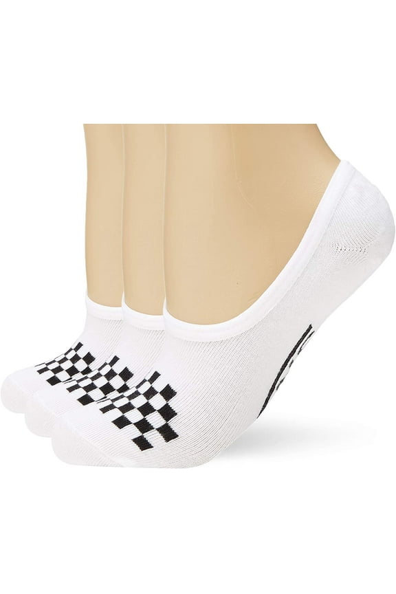 Womens Girls Basic Canoodle No Show Socks Shoe Size 7-10, White/Black Check