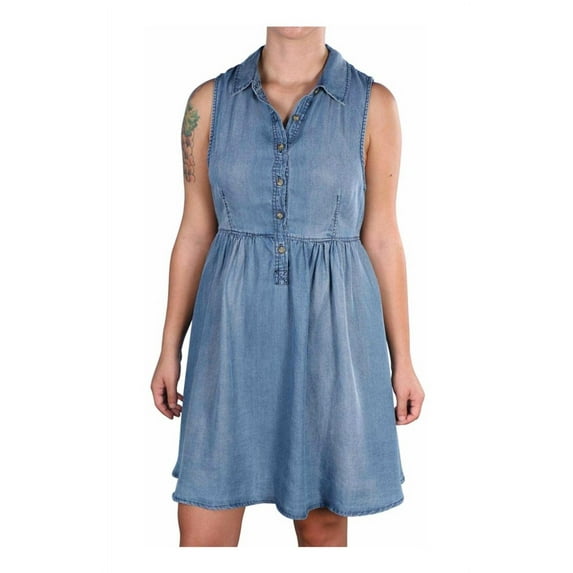 Vans Womens Lou Shirt Dress, Blue, Small