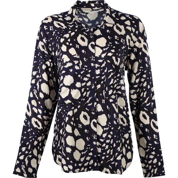 Vans Womens San Juan Woven Button Down Blouse, Blue, X-Small