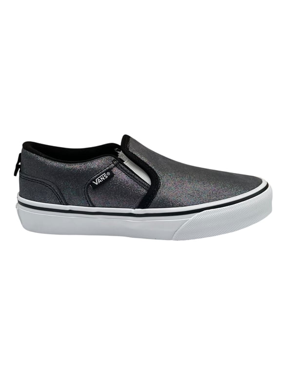Youth Girls Asher Slip On Casual Shoes Size 4 Shimmer Black Gray Sneakers