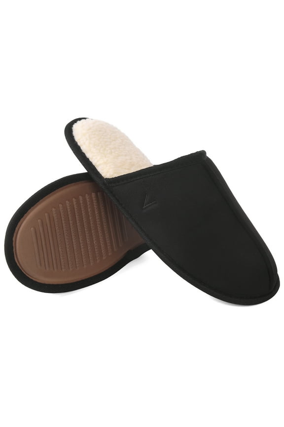 Men's Comfy Memory Foam Scuff Slippers Suede Slip On Clog Indoor Outdoor House Shoes