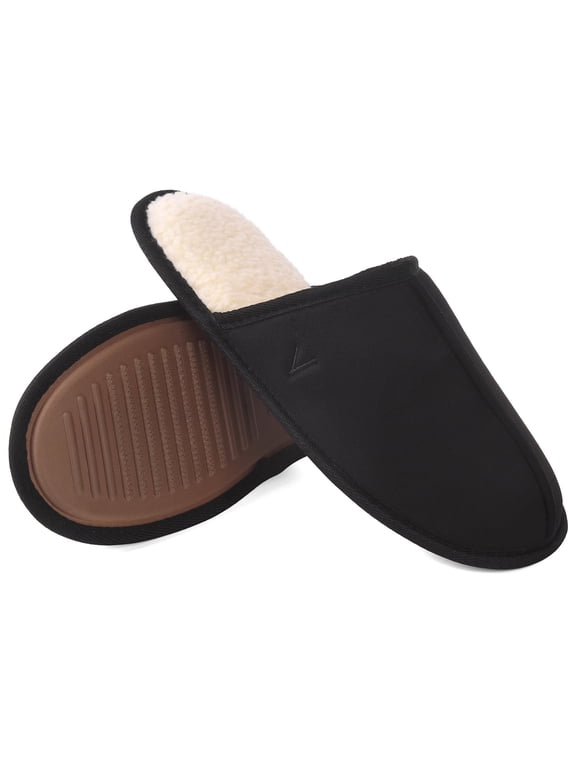 Men's Comfy Memory Foam Scuff Slippers Suede Slip On Clog Indoor Outdoor House Shoes