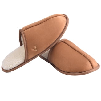 Haggar Men\'s Tan Suede Memory Foam Slip-On Slippers Haggar Mens Clog Slipper House Shoe Indoor/Outdoor with  main image 3