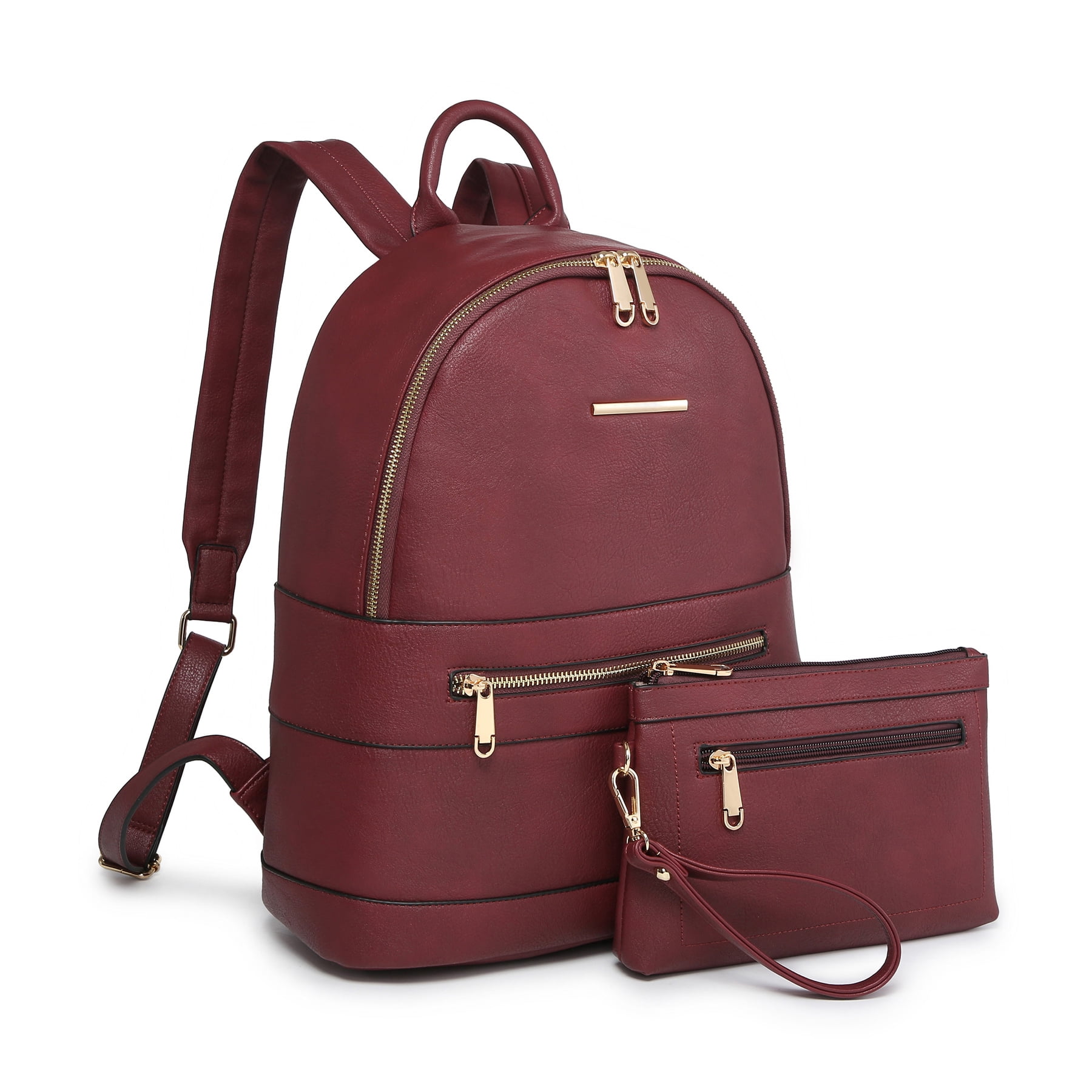Leather Backpack with Tassel Accent And Matching Wristlet Luxe Leather Tassel Key Fob – AZARIA main image 2