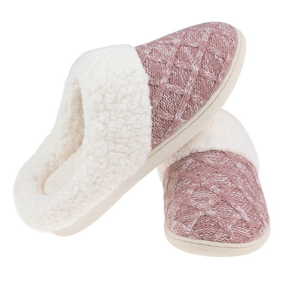 Vansarto Womens Fuzzy Slippers Memory Foam Slip on Slippers with Plush Fleece Lining Ladies Soft Warm House Shoes for Indoor & Outdoor