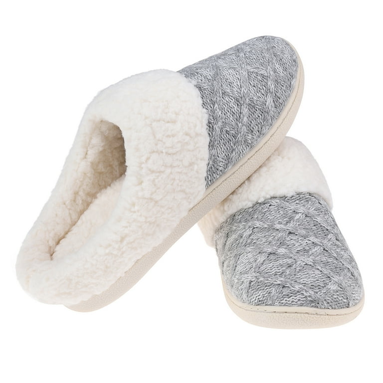 Vansarto Womens Fuzzy Slippers Memory Foam Slip on Slippers with