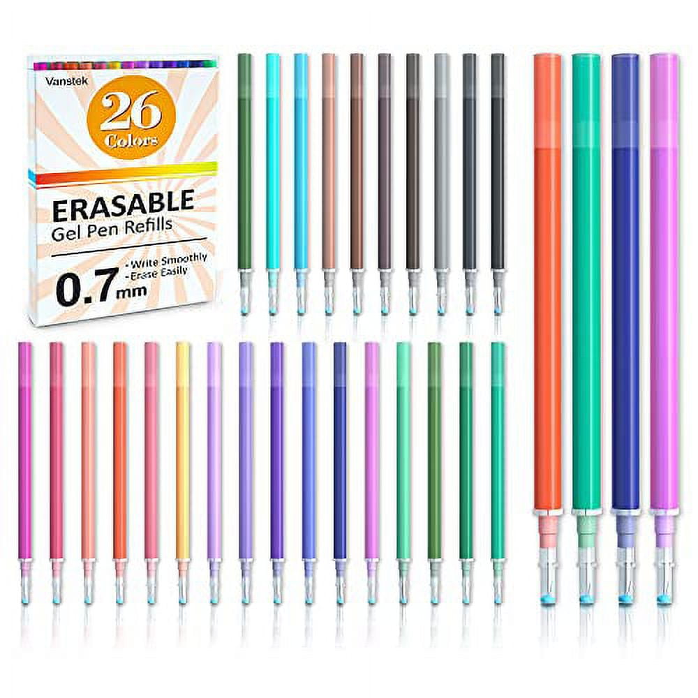 Vanstek 26 Assorted Colors .. Erasable Pen Refills, Gel .. Ink Refills