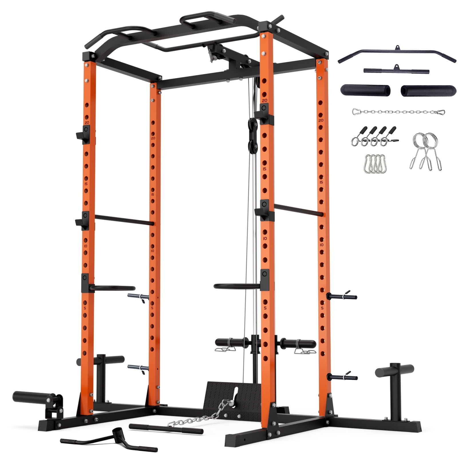 Vanswe Power Cage with LAT Pulldown Attachment, 1200-Pound Power Rack ...