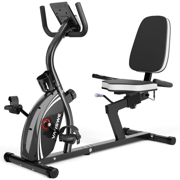 Vanswe Recumbent Exercise Bike 16 Levels Resistance Maximum Weight 380 lbs. Magnetic Recumbent Stationary Bike