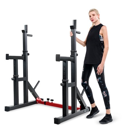 Vanswe Squat Rack 550LBS Maximum Weight Capacity Adjustable Bench Press Barbell Rack