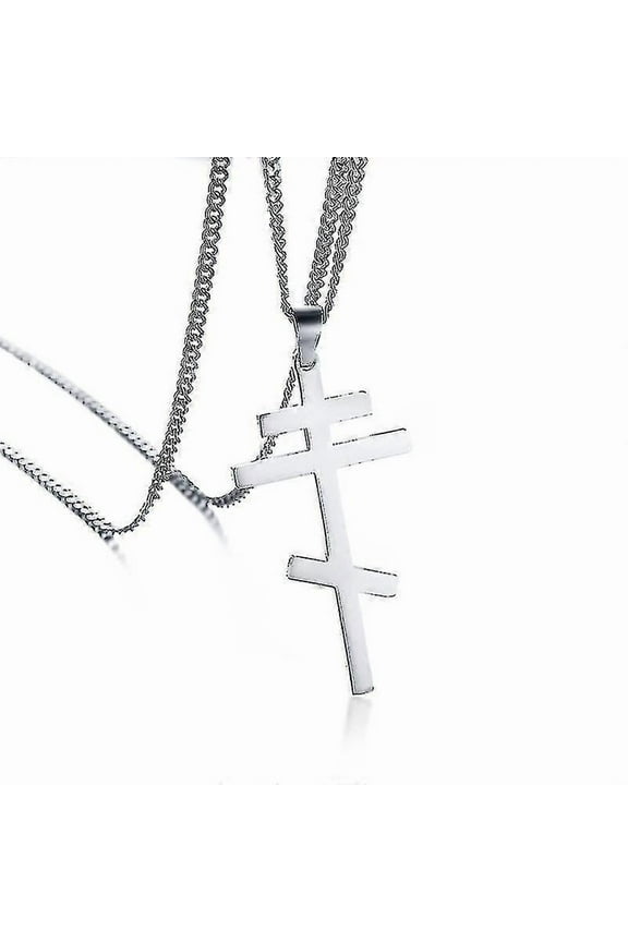 Vantage Orthodox Cross Pendant Men Necklace Christian Symbol Stainless Steel Byzantine Cross Jewelry