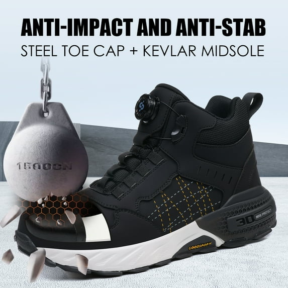 Vantalaria High Top Work Boots Steel Toe Shoes for Men Women Waterproof Slip Resistant Safety Shoes Indestructible Industrial Construction Working Boots