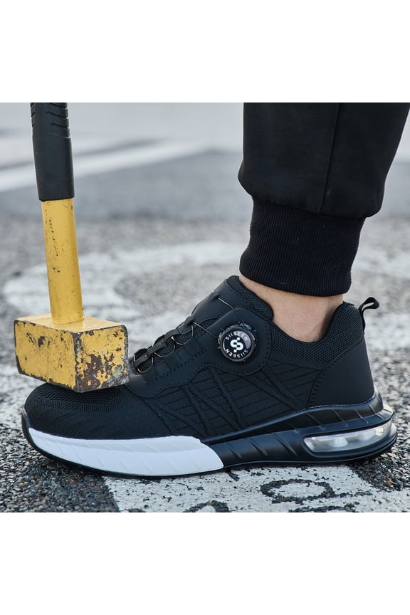 Steel Toe Shoes for Men Women Breathable Safety Work Footwear with Durable Soft Sole Comfortable Puncture-Resistant Sneakers for Industrial
