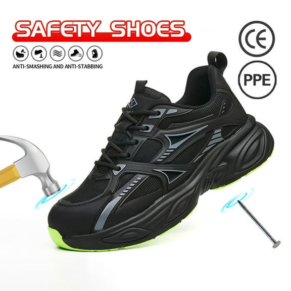 Vantalaria Steel Toe Shoes for Women Men Wide fit Indestructible Work Sneakers Safety Shoes Lightweight Slip Resistant Puncture Proof Composite Toe Shoe