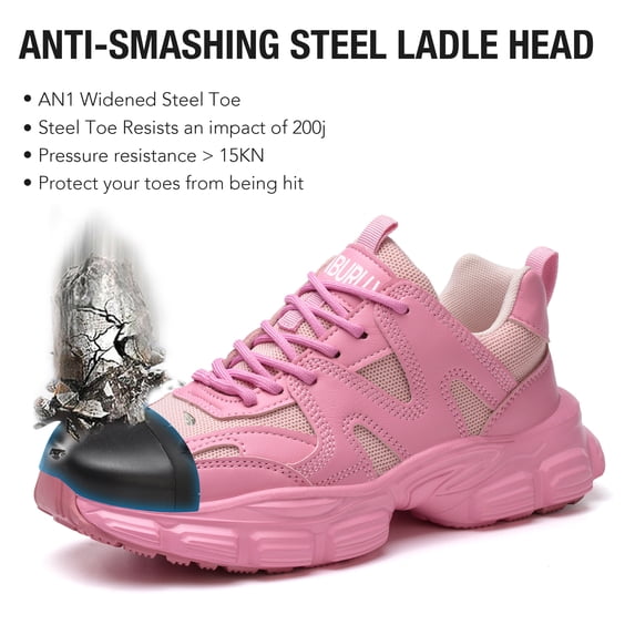 Vantalaria Steel Toe Shoes for Women Wide Non Slip Composite Work Sneakers Indestructible Puncture Proof Comfortable Safety Shoes Lightweight Breathable Industry Construction Work Shoes