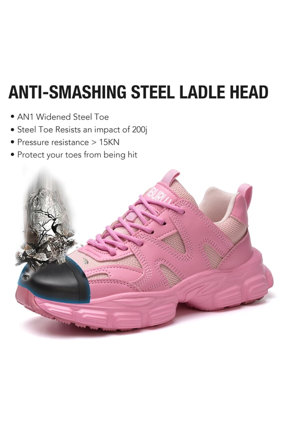 Steel Toe Shoes for Women Wide Non Slip Composite Work Sneakers Indestructible Puncture Proof Comfortable Safety Shoes Lightweight Breathable Industry Construction Work Shoes