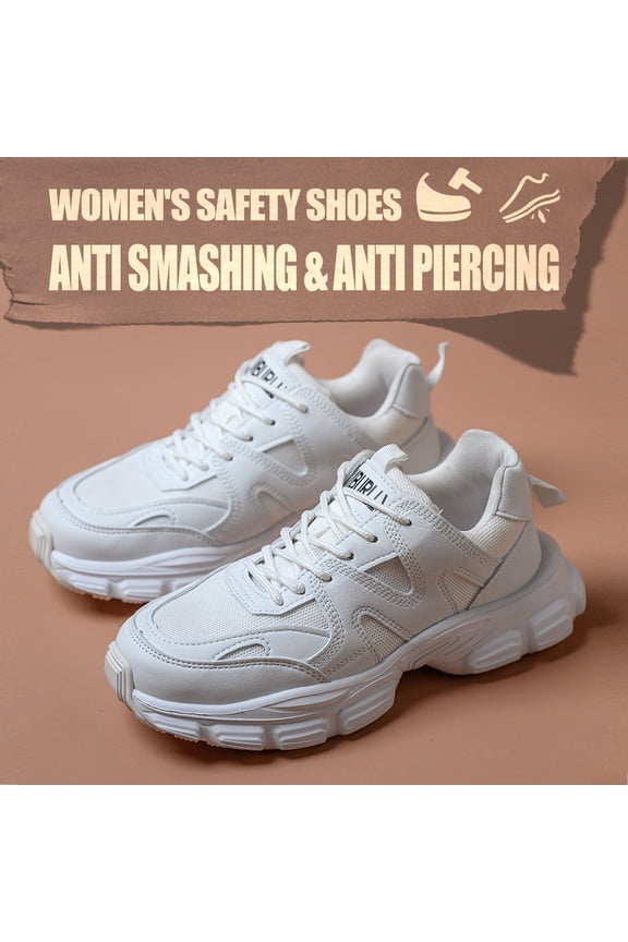 Steel Toe Shoes for Women Wide Non Slip Composite Work Sneakers Indestructible Puncture Proof Comfortable Safety Shoes Lightweight Breathable Industry Construction Work Shoes