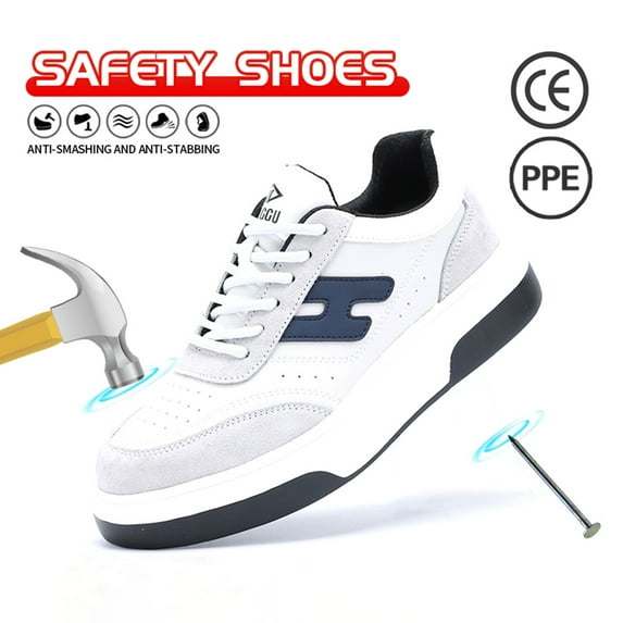 Vantalaria Steel Toe Shoes for Men Comfortable Safety Shoes Lace Up Work Shoes Fashion Steel Toe Sneakers