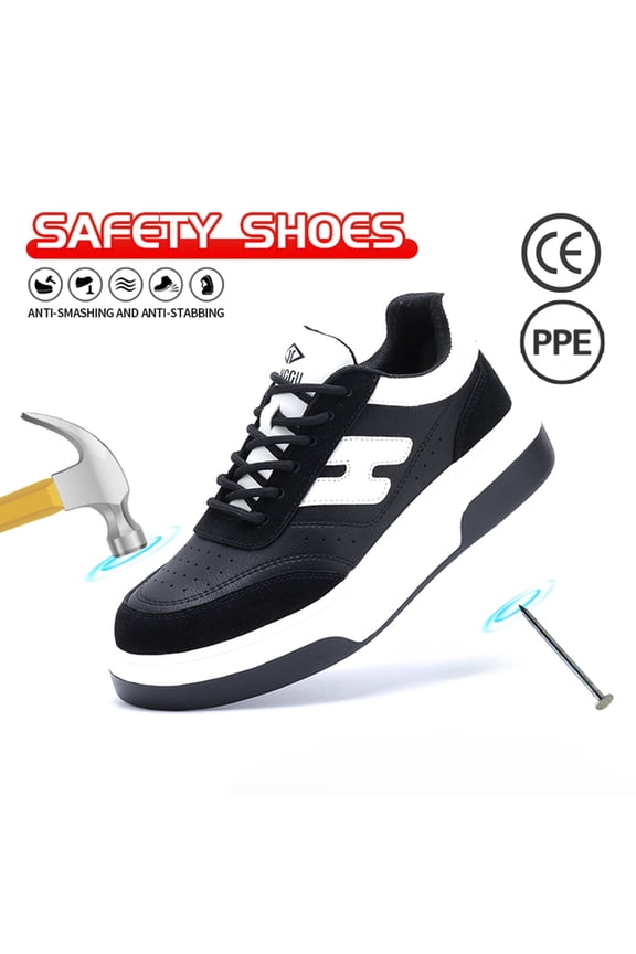 Steel Toe Shoes for Men Comfortable Safety Shoes Lace Up Work Shoes Fashion Steel Toe Sneakers