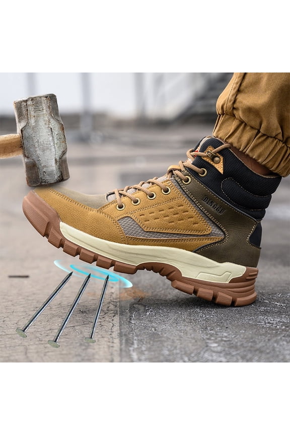 High-Top Steel Toe Work Boot Anti-Impact Puncture Proof Safety Shoes for Men Women Protective Indestructible Construction Work Boots