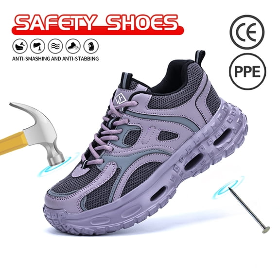 Vantalaria Steel Toe Shoes for Men Comfortable Safety Shoes Lace Up Work Shoes Fashion slip resistant Sneakers