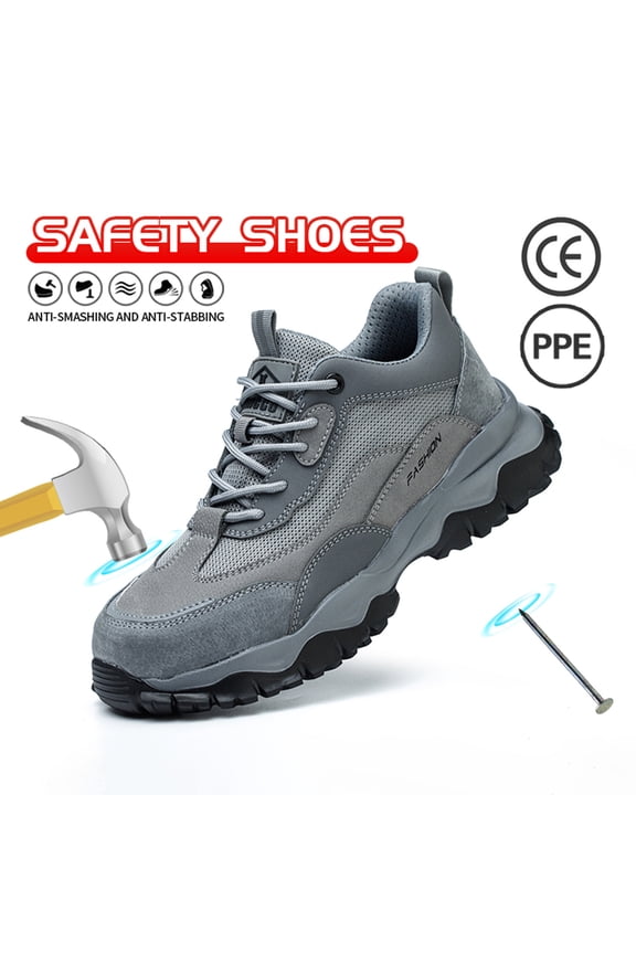 Steel Toe Shoes for Men Safety Shoes with Impact and Puncture Resistance Plastic-Toed Kevlar Safety Shoes