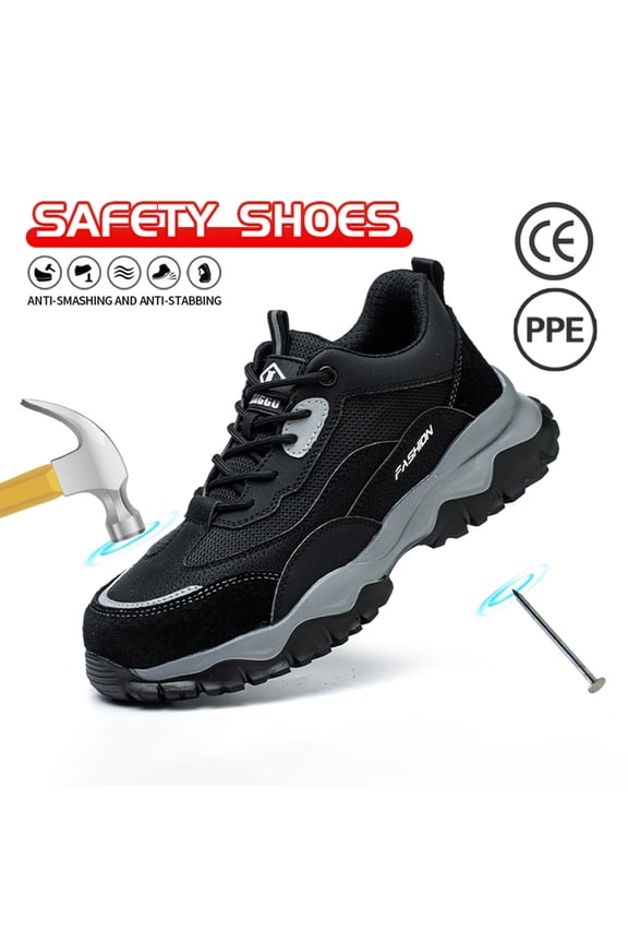 Steel Toe Shoes for Men Safety Shoes with Impact and Puncture Resistance Plastic-Toed Kevlar Safety Shoes