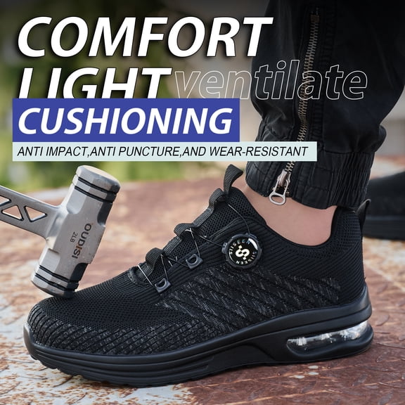 Vantalaria work steel toe shoes for men Women Comfortable Lightweight Safety Shoes Puncture Proof Slip Resistant Indestructible Sneakers Construction Work Utility