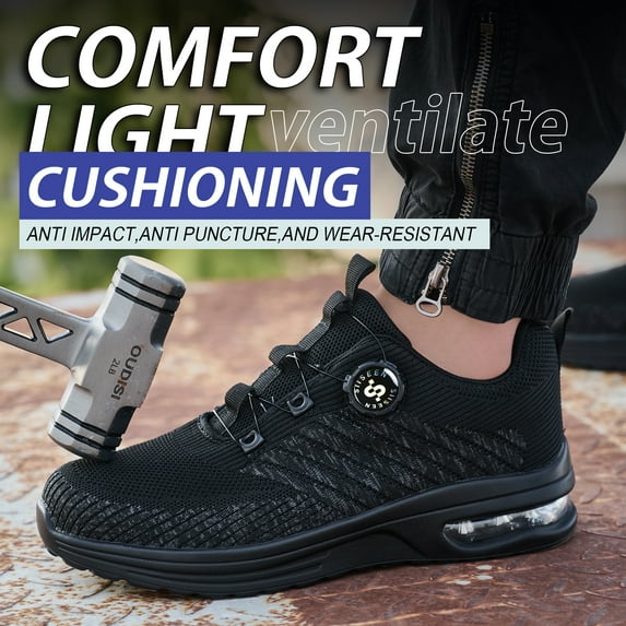 Vantalaria work steel toe shoes for men Women Comfortable Lightweight Safety Shoes Puncture Proof Slip Resistant Indestructible Sneakers Construction Work Utility