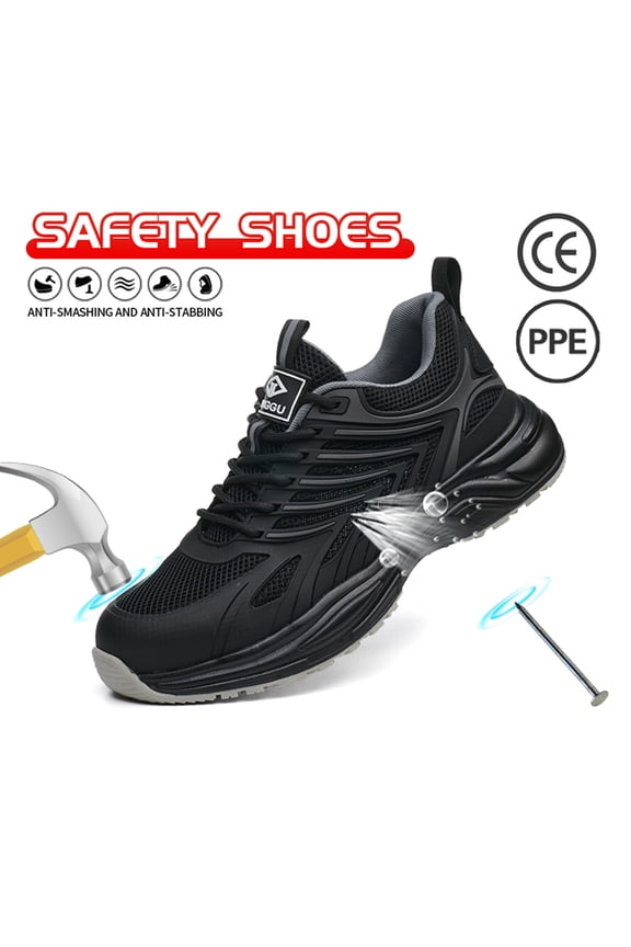 v Breathable Safety Shoes Mens Steel Toe Cap Work Boots Impact-Resistant and Puncture-Resistant Summer Lightweight Durable Protective Work Shoes