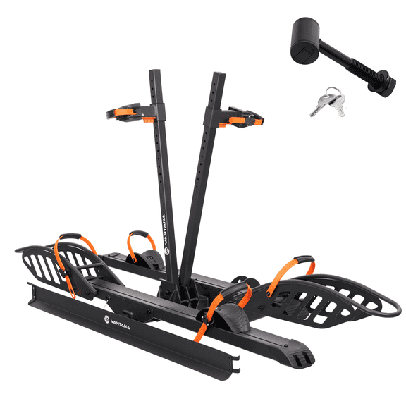 Vantana Flex Duo 2-Bike Hitch Rack with Ramp, 200 lb Aluminum Steel Foldable, Anti-Wobble, E-Bike & Fat Tire Ready for Cars, SUVs & RVs for Spring Adventures & Weekend Getaways
