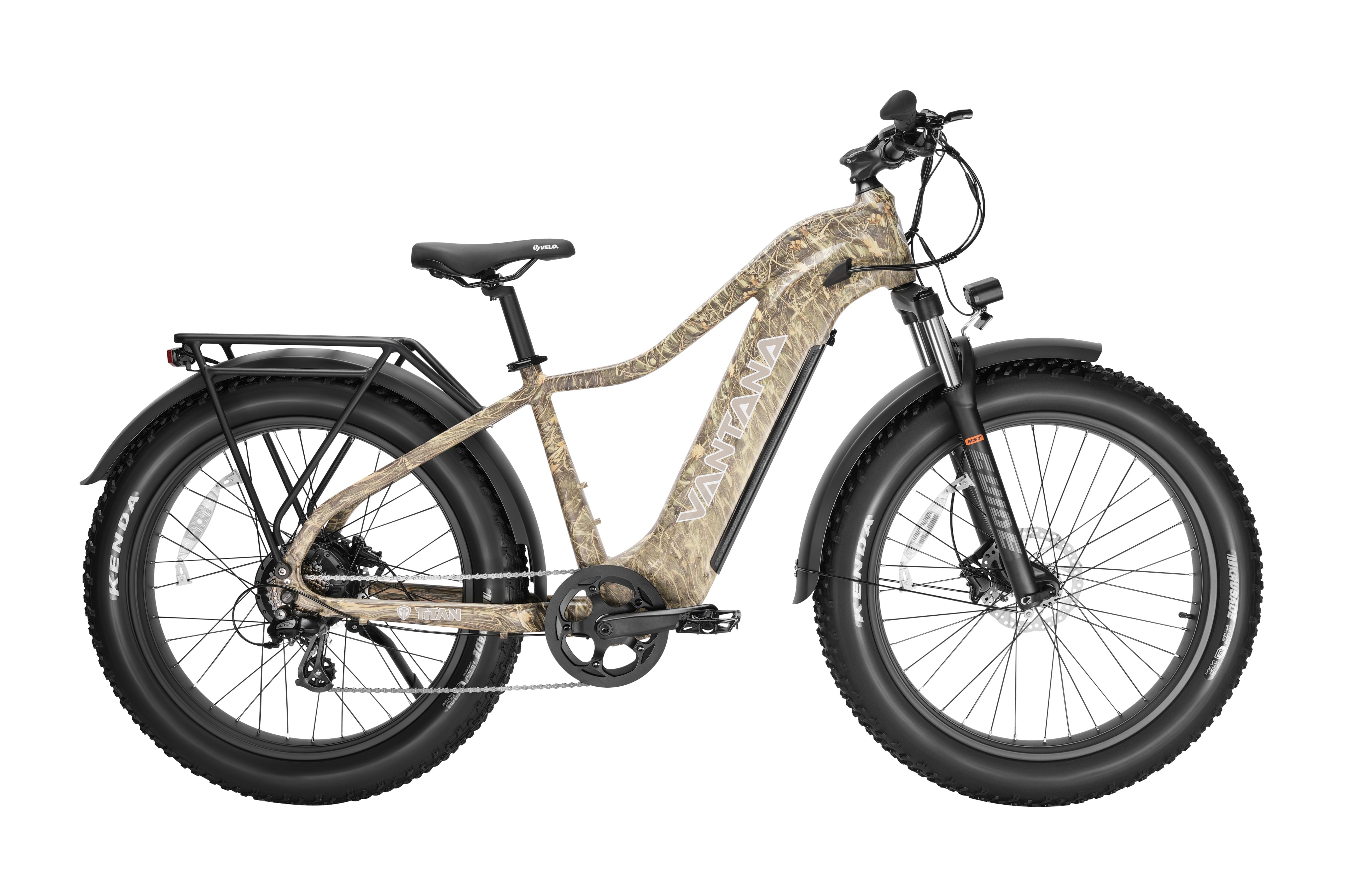 Vantana Titan Hunting Electric Bike, 1000W Peak Motor, Torque Sensor, 960Wh Samsung Battery, 95 Mile Range, 28 MPH, 400 lb Payload, UL Certified Ebike for Hunters & Outdoor Adventures, Desert Camo