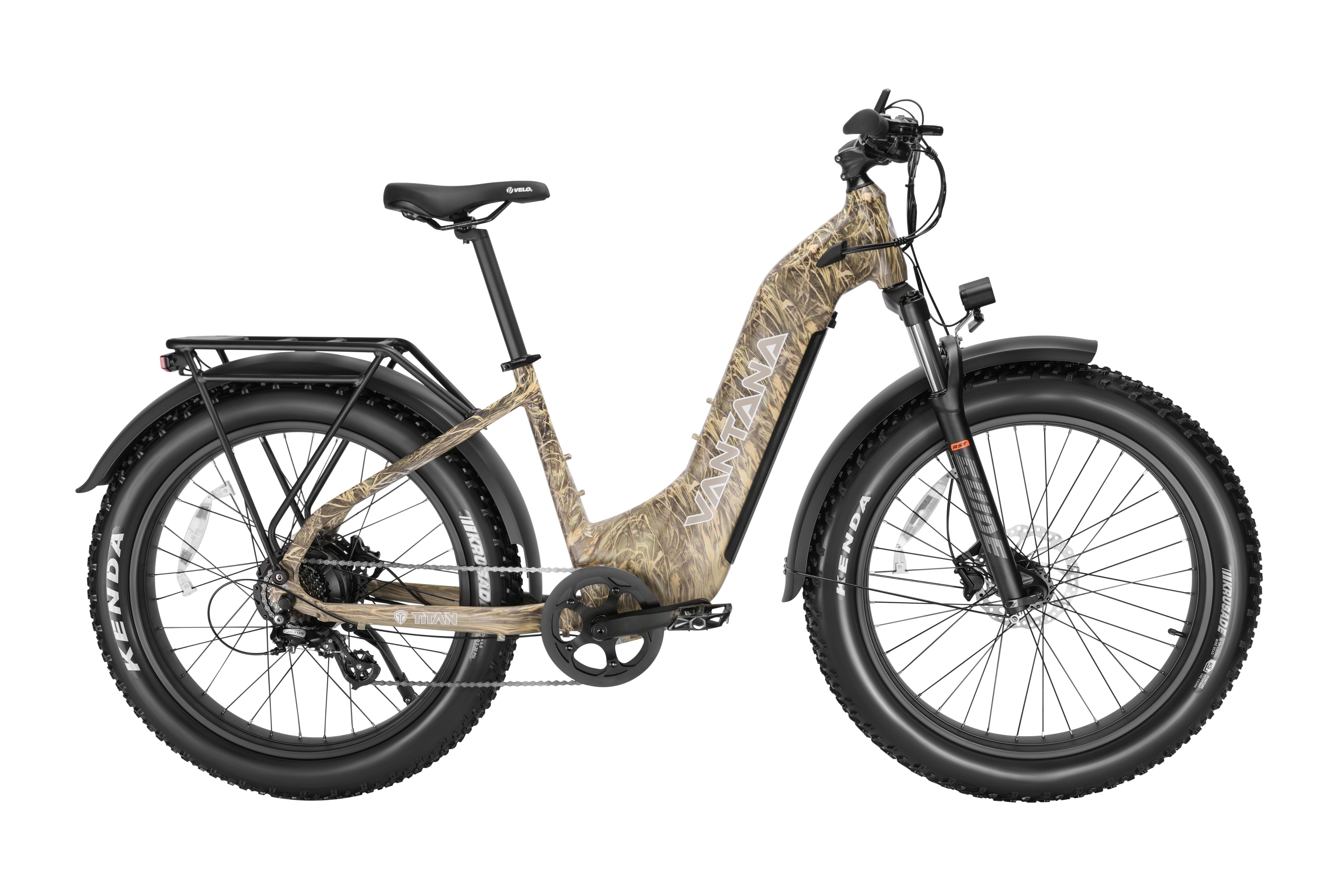 Vantana Titan Step-Through All Terrain Fat Tire Electric Bike, Peak 1000W Motor, Torque Sensor, 960Wh Samsung Battery, 95 Mile Range, 28 MPH, UL Certified Ebike for Adults & Seniors, Desert Camo