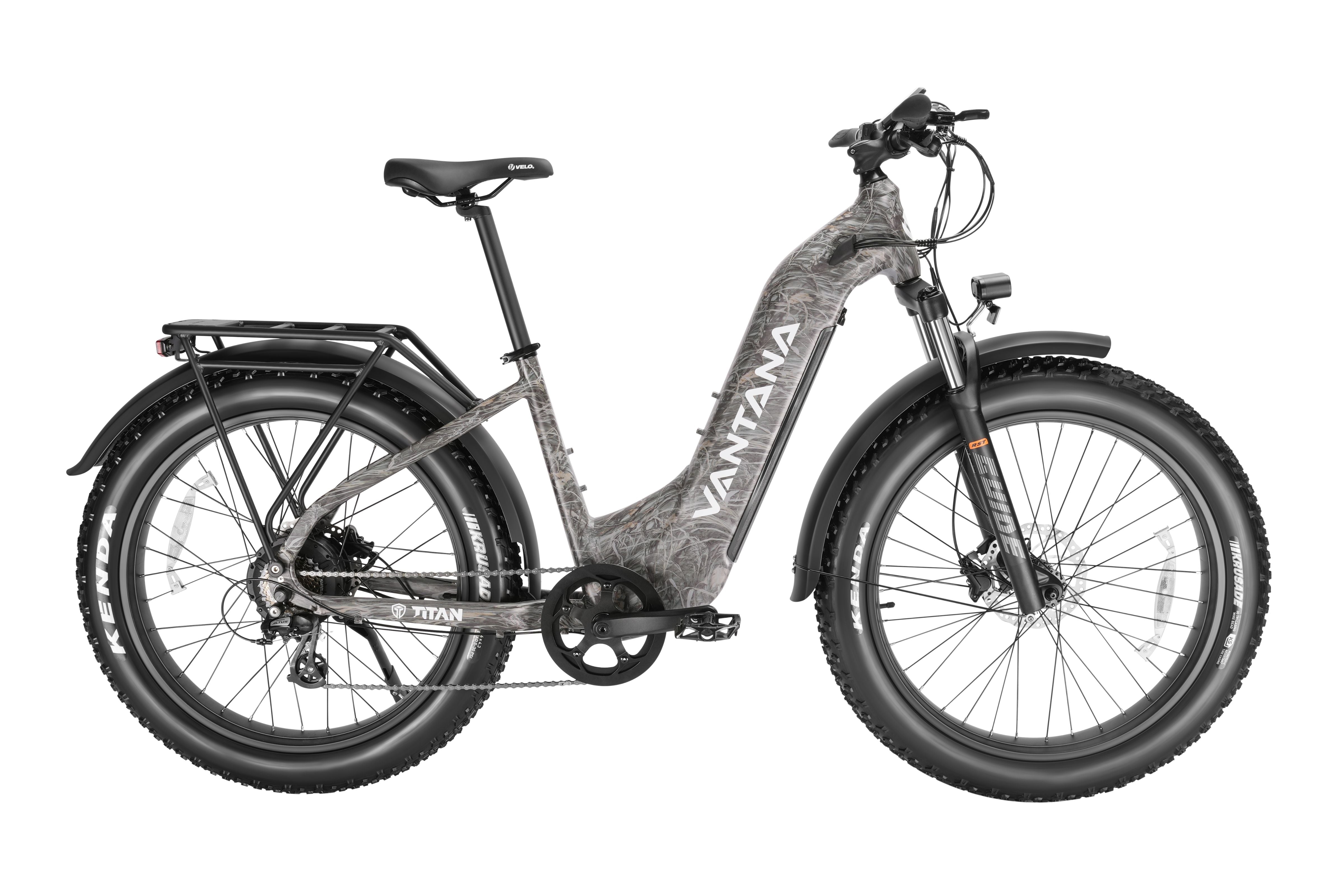 Vantana Titan Step-Through All Terrain Fat Tire Electric Bike, Peak 1000W Motor, Torque Sensor, 960Wh Samsung Battery, 95 Mile Range, 28 MPH, UL Certified Ebike for Adults & Seniors,Shadow Camo