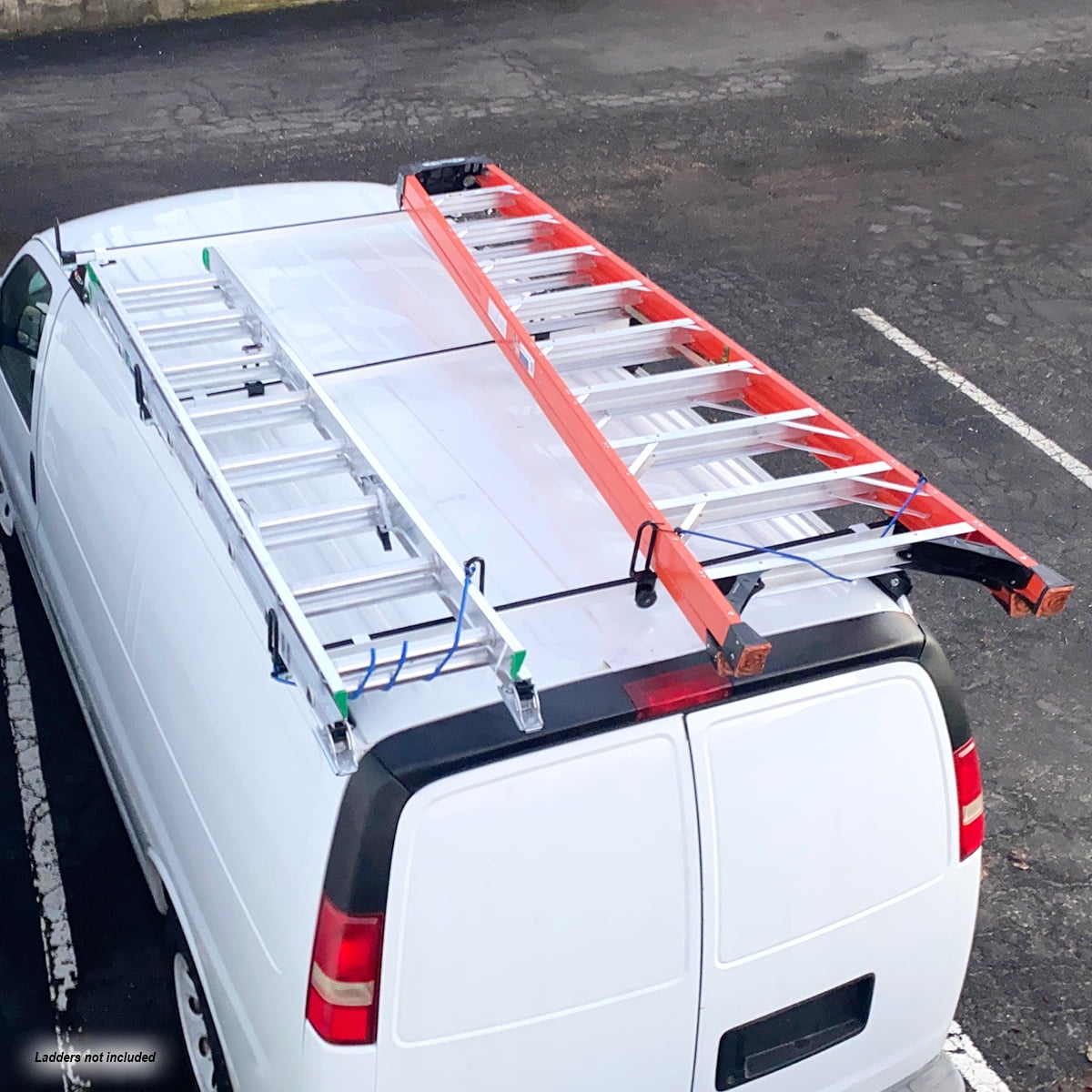 Vantech Heavy Duty 2 Bar Ladder Roof Rack Fits: Truck Toppers